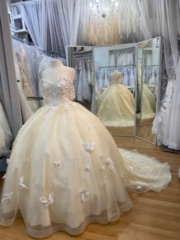 Quinceañera dress with butterflies
