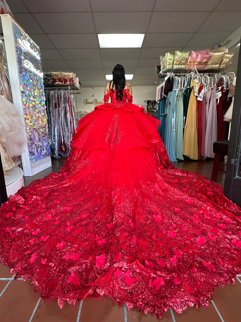 Red Quinceañera dress size 8