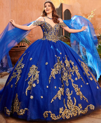 Mary’s Bridal RQ2164 in Royal Blue with Gold in size 12