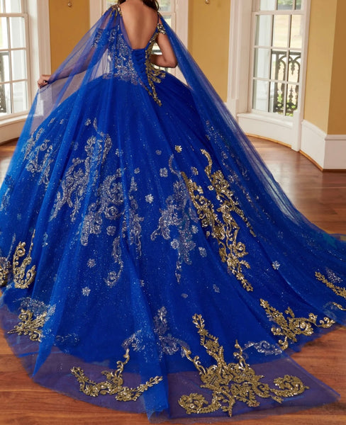 Mary’s Bridal RQ2164 in Royal Blue with Gold in size 12