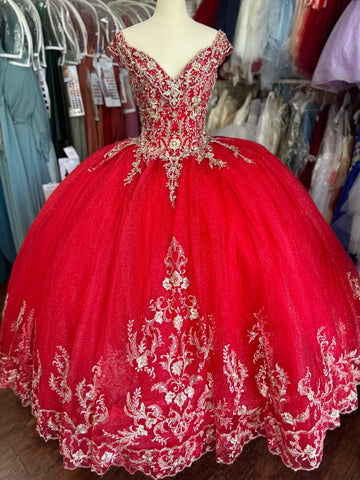 Morilee Quinceañera dress 89275 in red/gold size 10