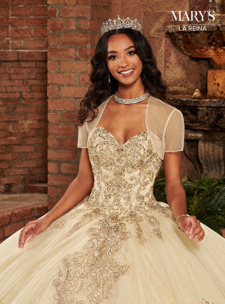 Mary’s Bridal MQ2136 in Champagne with Gold sz 8