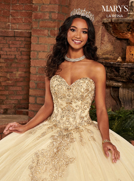 Mary’s Bridal MQ2136 in Champagne with Gold sz 8