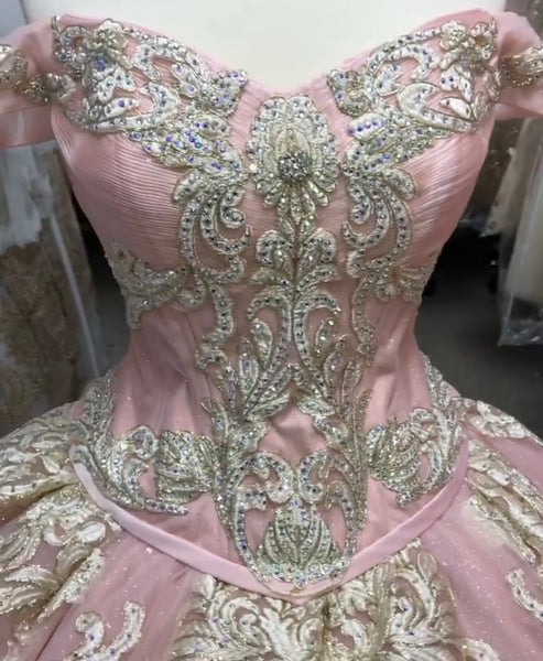 LA Glitter Charro dress is Blush with Gold size 8