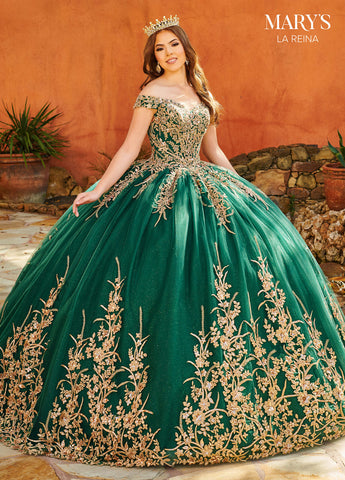 Mary’s Bridal Quinceañera dress MQ2151 in emerald green and gold