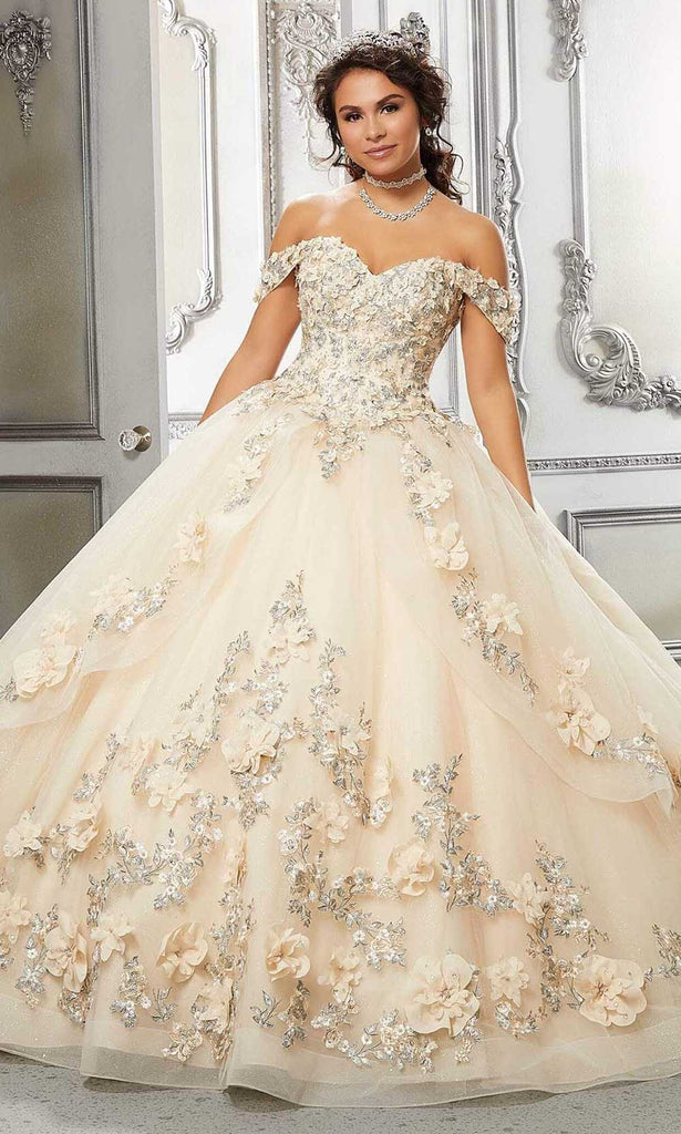 Morilee 89318 in champagne size 18.