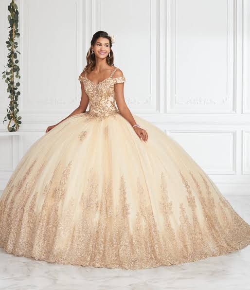 House of Wu Quinceañera dress 26951 in Champ/gold, size 12