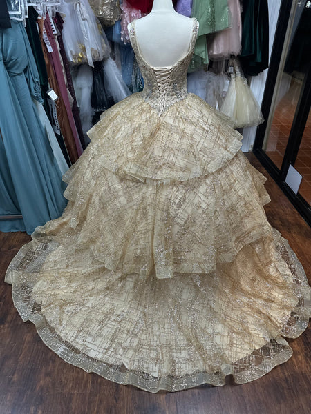 House of Wu Quinceanera Collection 26921/ Gold/champagne size 8
