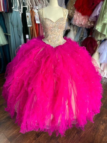 Morilee Quinceanera dress 89054 in Fuchsia and nude size 10