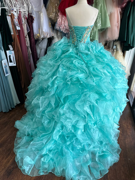 Mary's Bridal 4T105 in Aqua size 10