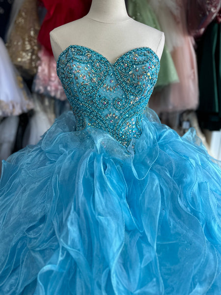 Quinceanera Collection 26848 in Sky color size 10