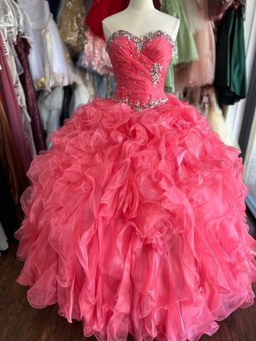 Disney Royal Ball Quinceanera Dress 41084 in Watermelon color size 6